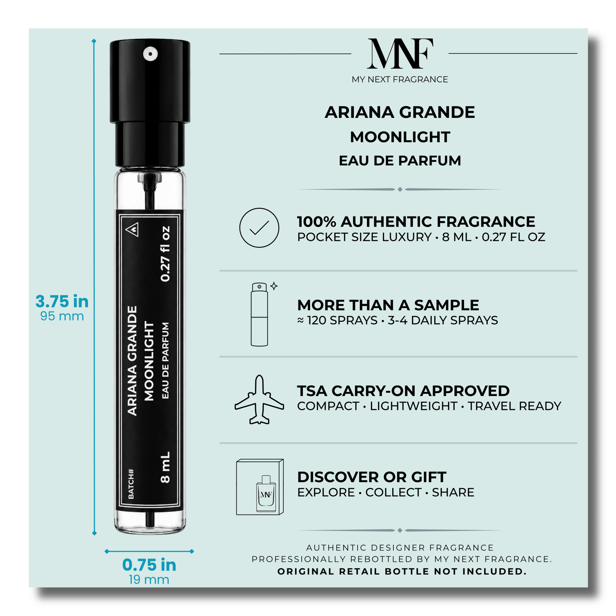 Ariana Grande | Moonlight | Eau de Parfum | 8mL Travel Spray - Authentic Designer Fragrance | My Next Fragrance