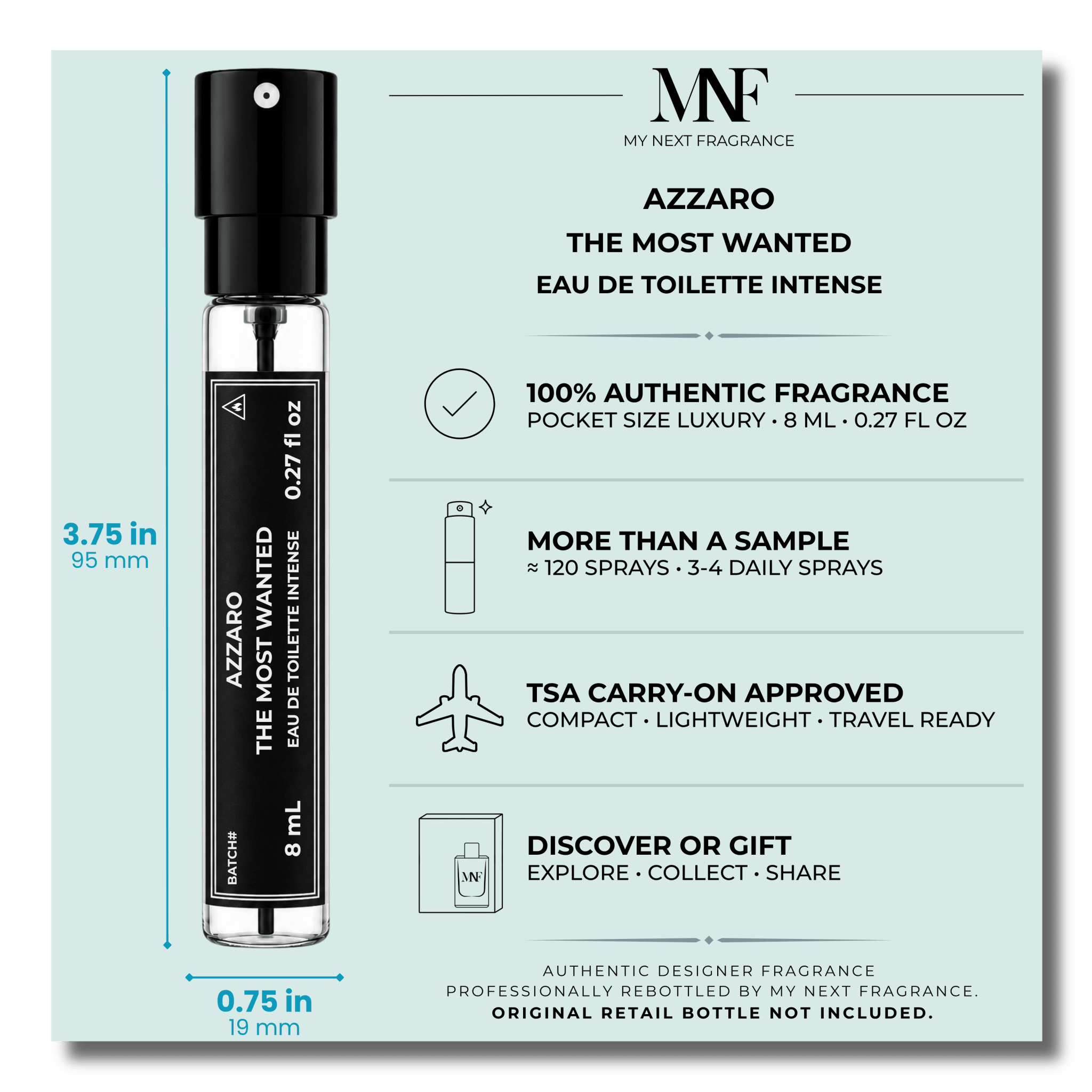 Azzaro | The Most Wanted | Eau de Parfum Intense | 8mL Travel Spray - Authentic Designer Fragrance | My Next Fragrance