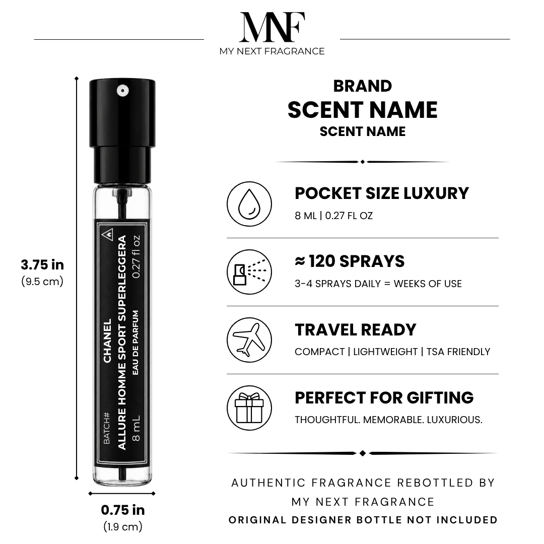 CHANEL | ALLURE HOMME SPORT SUPERLEGGERA | Eau de Parfum | 8mL Travel Spray - Authentic Designer Fragrance | My Next Fragrance