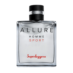 Retail ALLURE HOMME SPORT SUPERLEGGERA bottle shown as a retail-price reference.