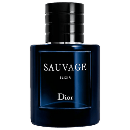 Dior Sauvage Elixir Parfum full-size reference bottle; the listing is for an 8mL decanted travel spray.
