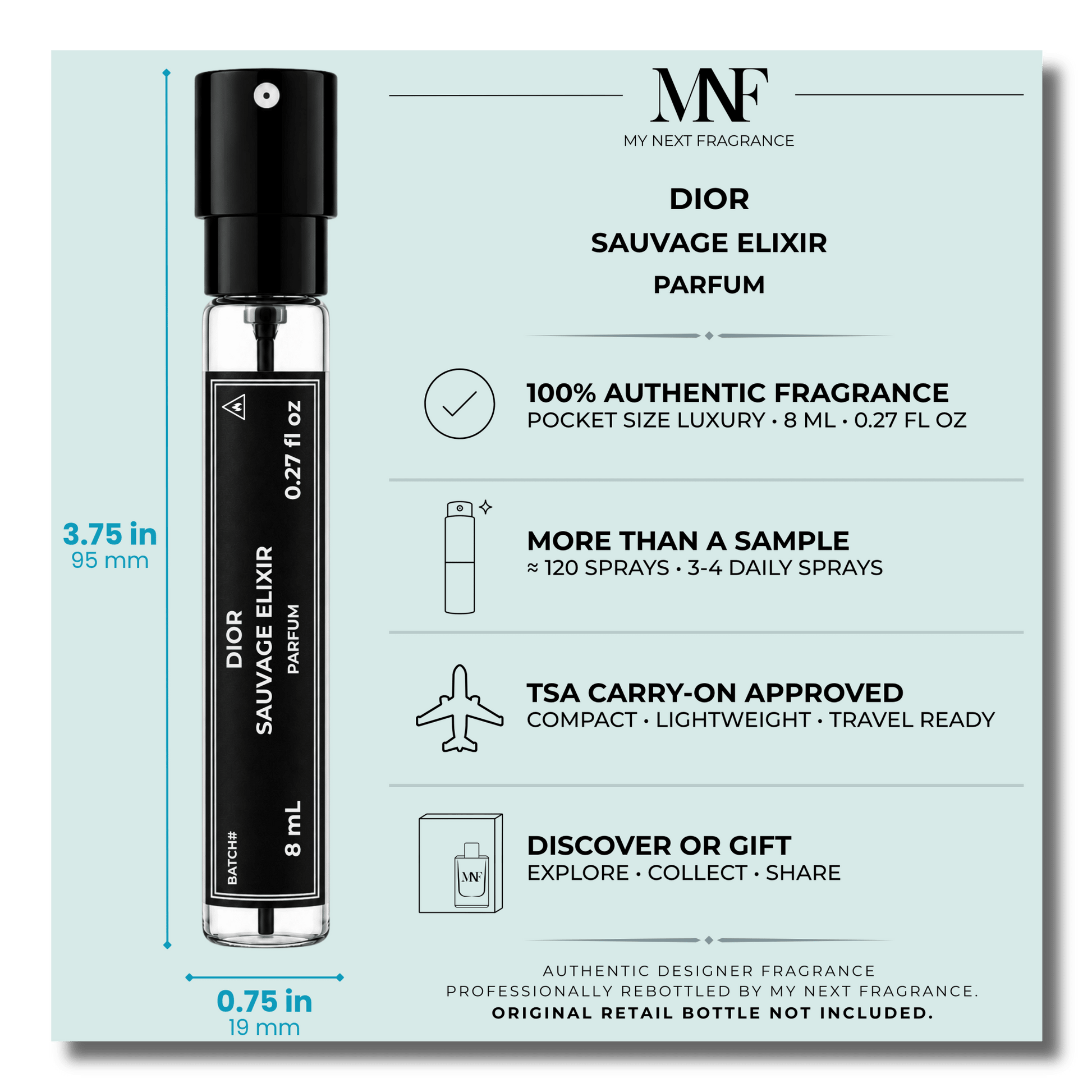 Dior | Sauvage Elixir | Parfum | 8mL Travel Spray - Authentic Designer Fragrance | My Next Fragrance