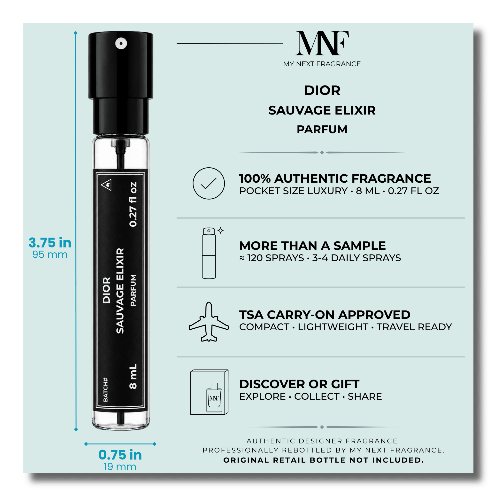 Dior | Sauvage Elixir | Parfum | 8mL Travel Spray - Authentic Designer Fragrance | My Next Fragrance