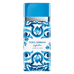 Retail Light Blue Capri In Love Pour Femme bottle shown as a retail-price reference.