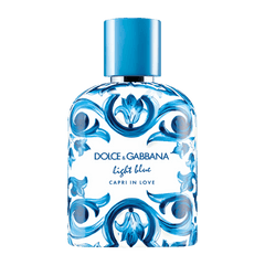 Retail Light Blue Capri In Love Pour Homme bottle shown as a retail-price reference.