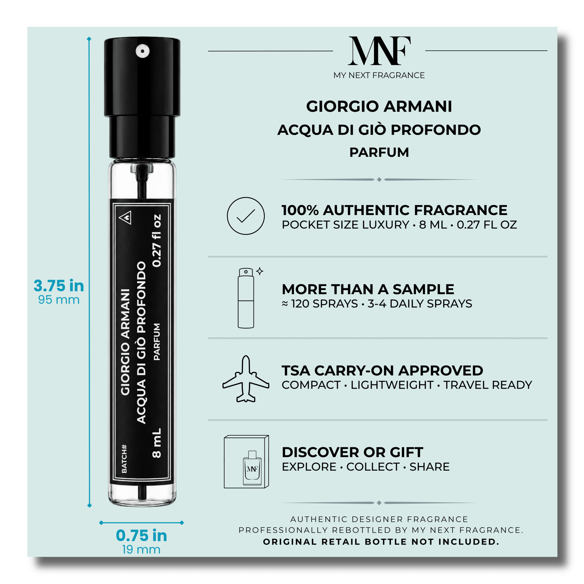 Giorgio Armani | Acqua di Giò Profondo | Parfum | 8mL Travel Spray - Authentic Designer Fragrance | My Next Fragrance