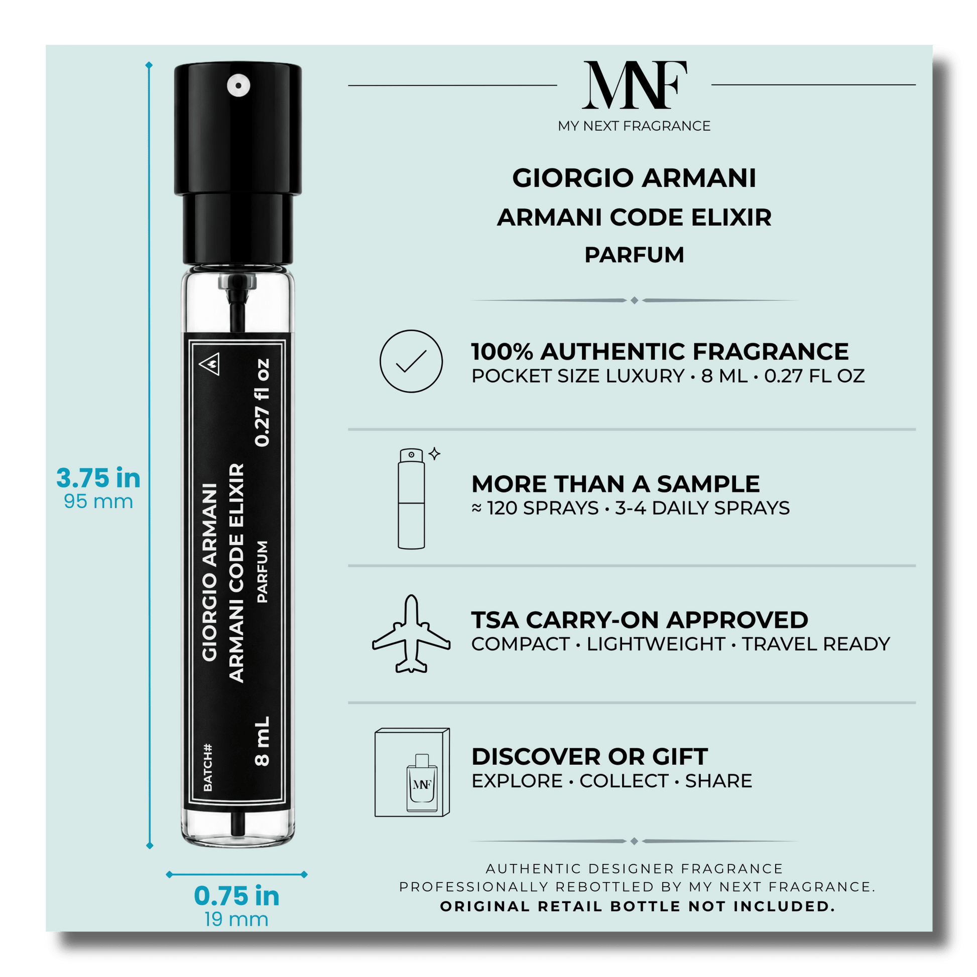Giorgio Armani | Armani Code Elixir | Parfum | 8mL Travel Spray - Authentic Designer Fragrance | My Next Fragrance