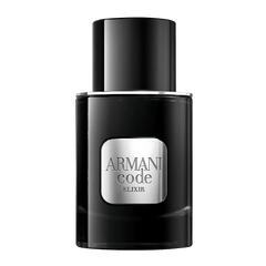 Retail Armani Code Elixir bottle shown as a retail-price reference.