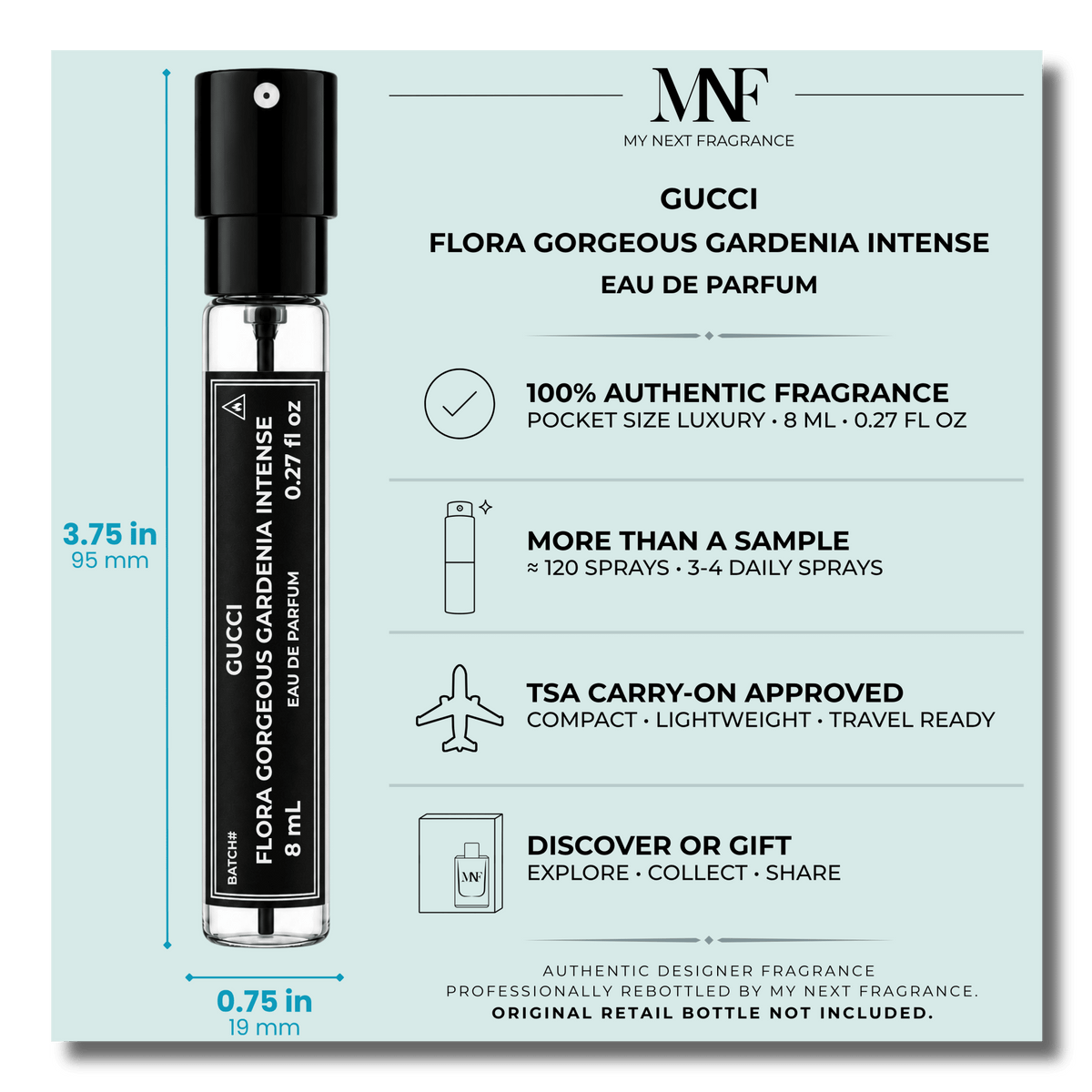 Gucci | Flora Gorgeous Gardenia Intense | Eau de Parfum | 8mL Travel Spray - Authentic Designer Fragrance | My Next Fragrance