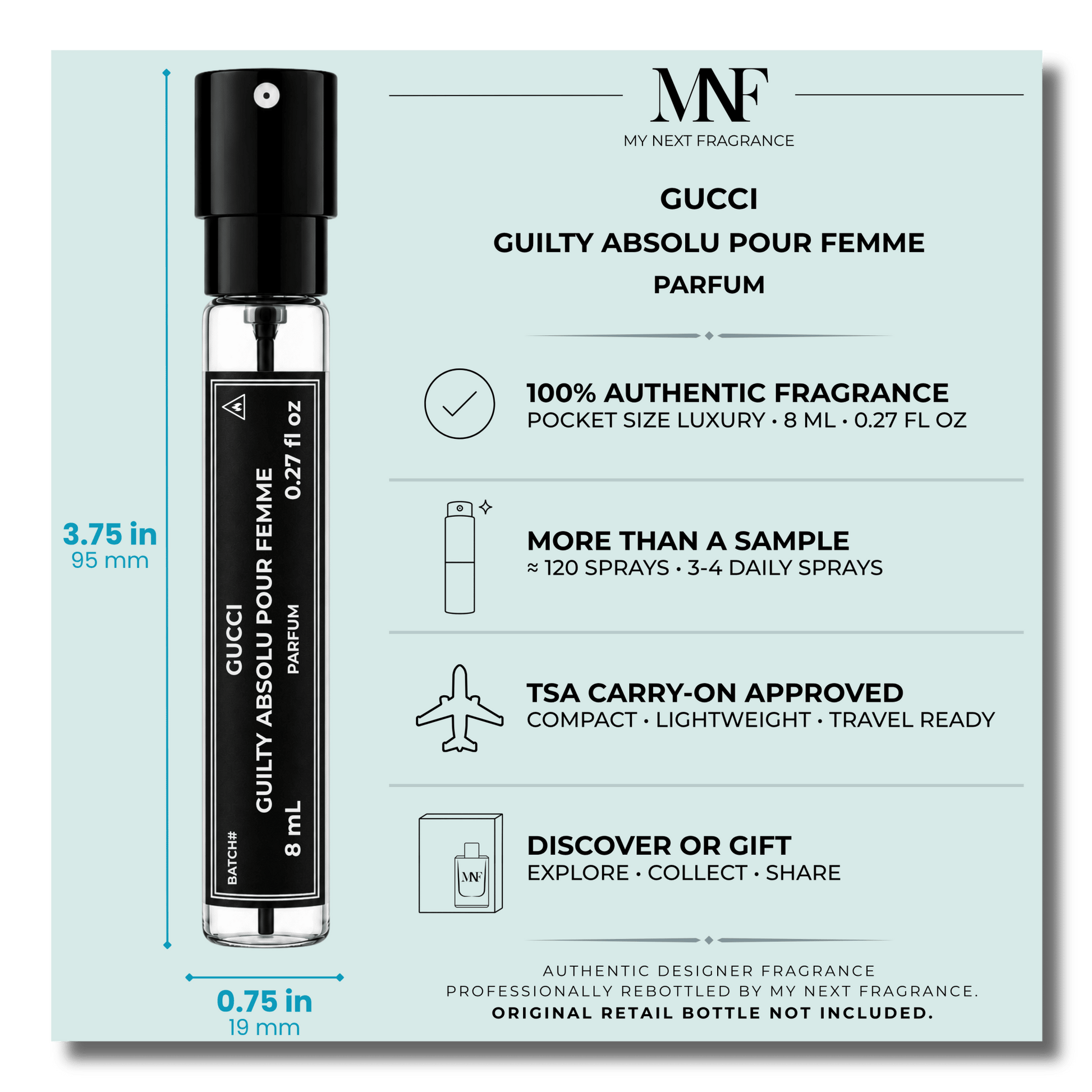 Gucci | Guilty Absolu Pour Femme | Parfum | 8mL Travel Spray - Authentic Designer Fragrance | My Next Fragrance