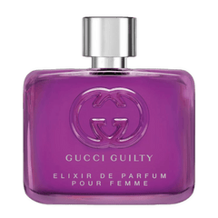 Retail Guilty Elixir Pour Femme bottle shown as a retail-price reference.