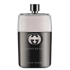 Retail Guilty Pour Homme bottle shown as a retail-price reference.