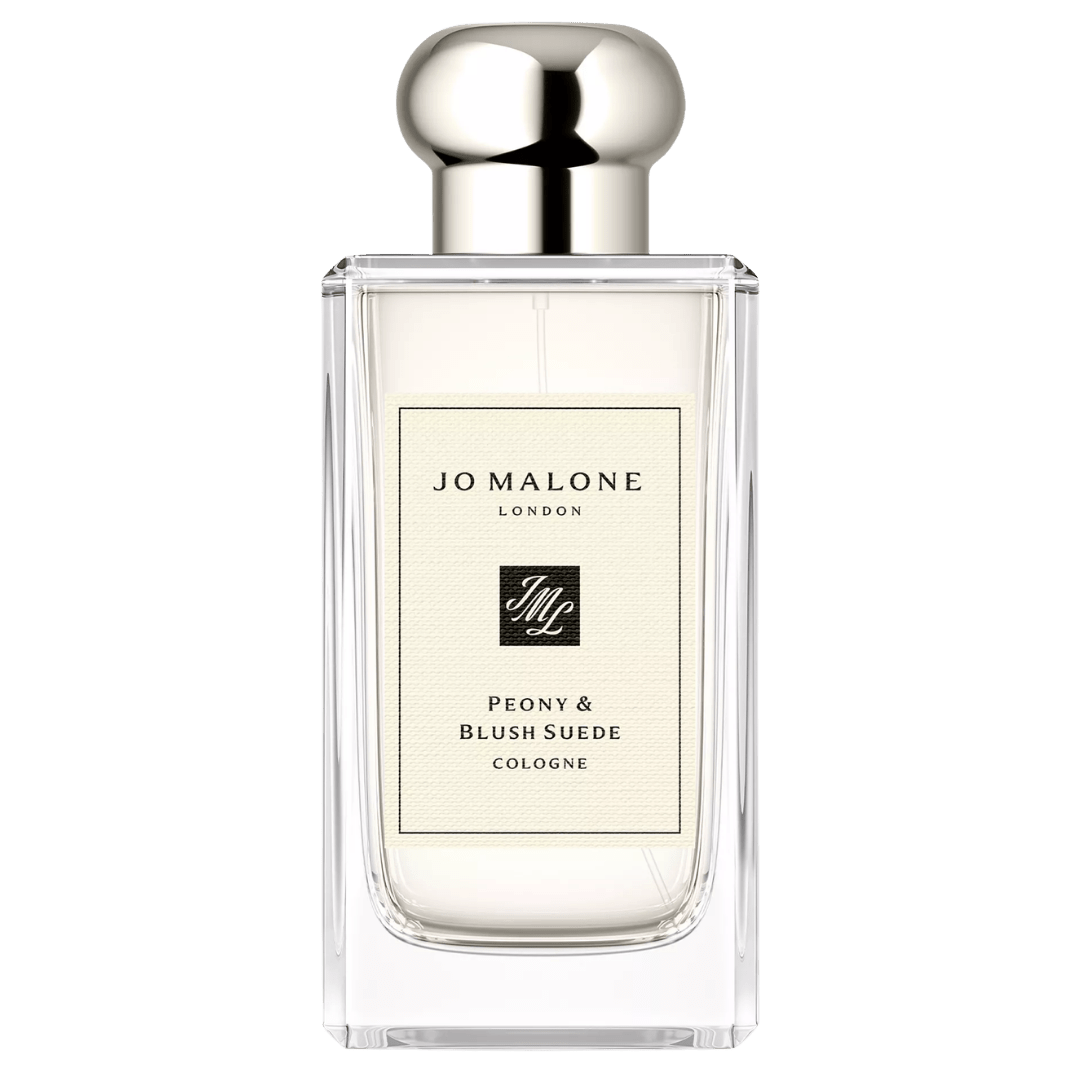 JO MALONE LONDON Peony & Blush Suede Cologne full-size reference bottle; the listing is for an 8mL decanted travel spray.