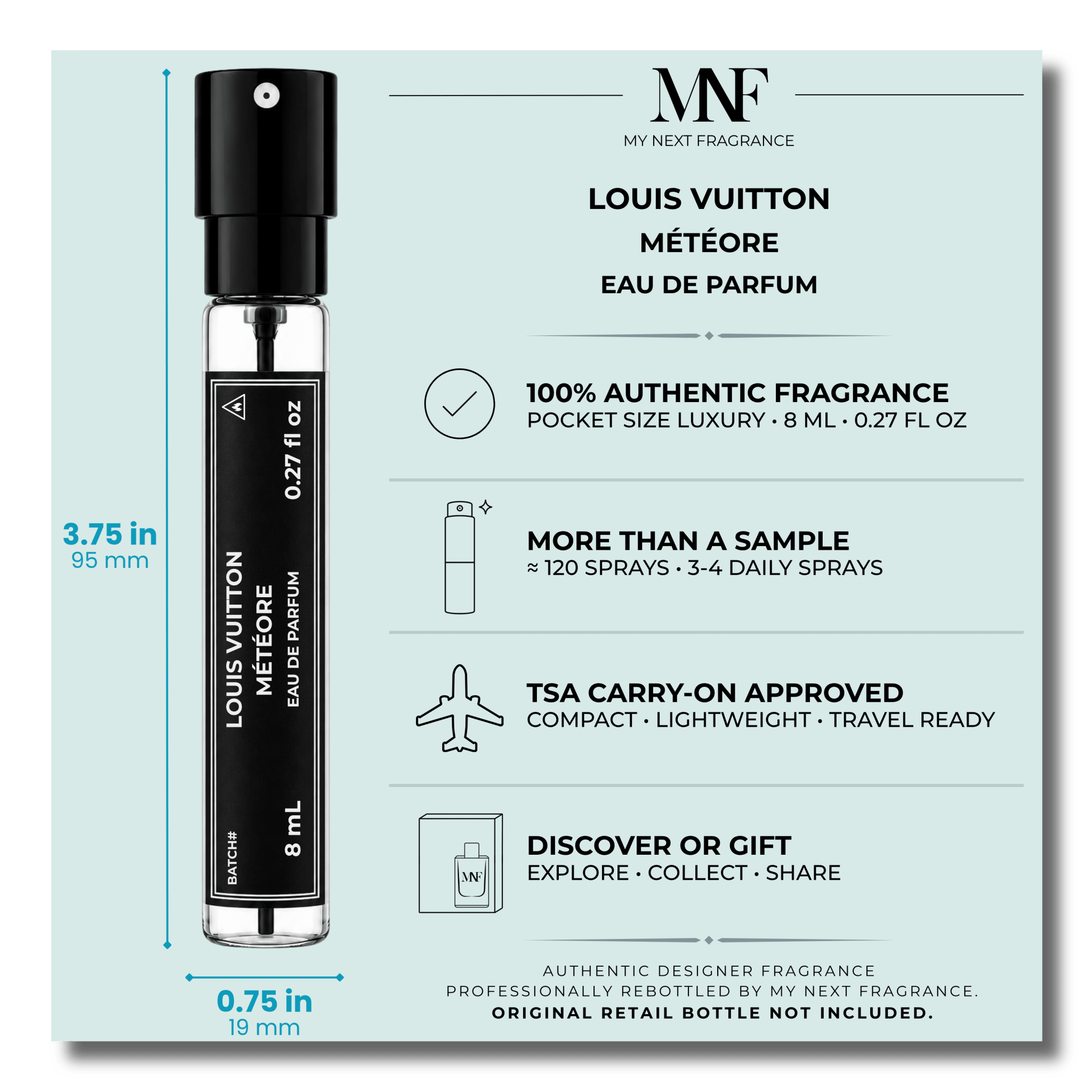 Louis Vuitton | Météore | Eau de Parfum | 8mL Travel Spray - Authentic Designer Fragrance | My Next Fragrance