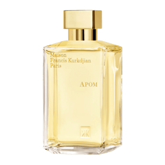 Retail APOM bottle shown as a retail-price reference.