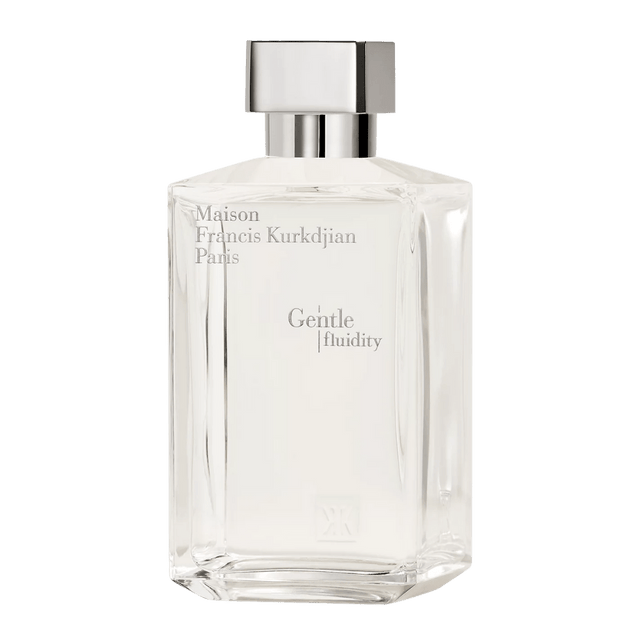 Maison Francis Kurkdjian Gentle Fluidity Silver Eau de Parfum full-size reference bottle; the listing is for an 8mL decanted travel spray.