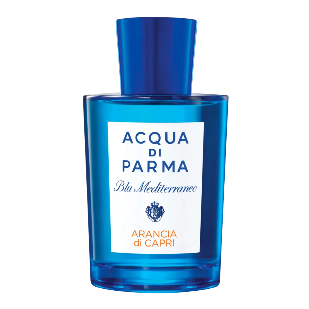 My Next Fragrance Acqua Di Parma Blu Mediterraneo Arancia di Capri 8mL travel spray bottle in iconic blue glass.