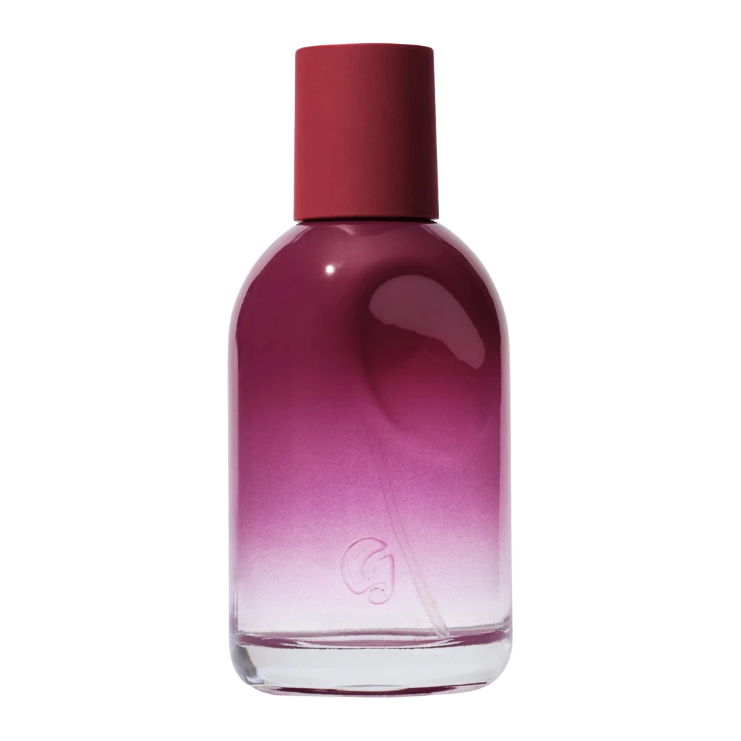 My Next Fragrance Glossier You Rêve eau de parfum travel spray in a deep plum and pink gradient glass bottle