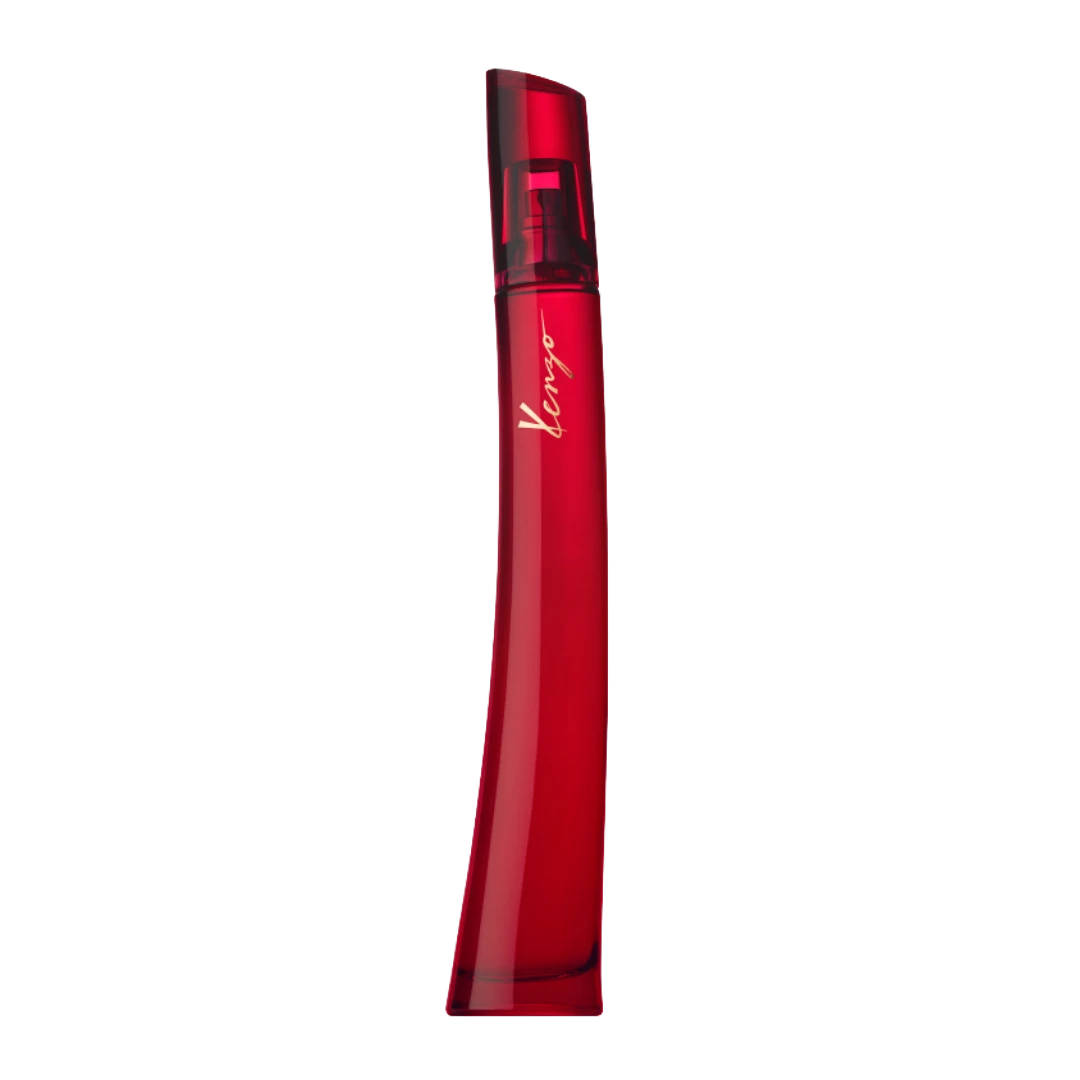 My Next Fragrance 8mL travel spray of Kenzo Le Rouge Flower Eau de Parfum in a slender, vibrant red glass bottle.