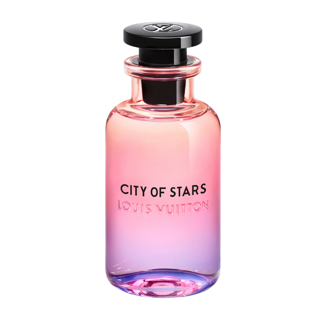 My Next Fragrance Louis Vuitton City of Stars eau de parfum in a pink and purple gradient glass bottle.