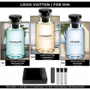 My Next Fragrance Louis Vuitton Discovery Gift Box Set for men featuring three 8mL travel sprays and a travel case.