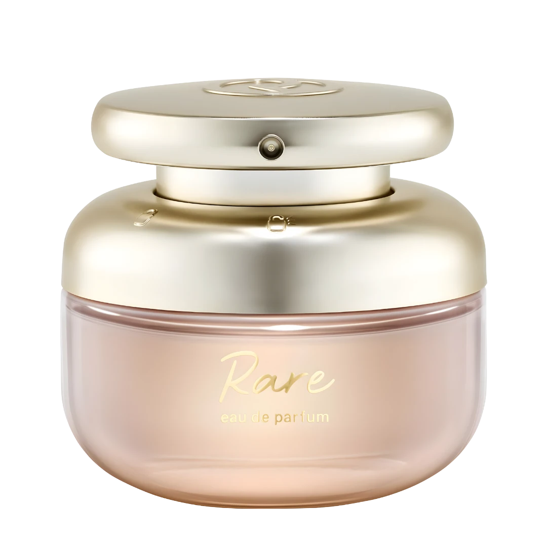 Rare Beauty Rare Eau de Parfum glass bottle with a metallic gold cap, featured by My Next Fragrance.