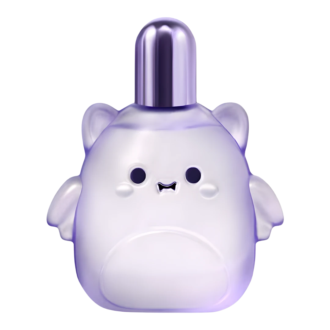My Next Fragrance Squishmallows Moonlit Mist 8mL travel spray perfume in a cute purple character-shaped bottle.