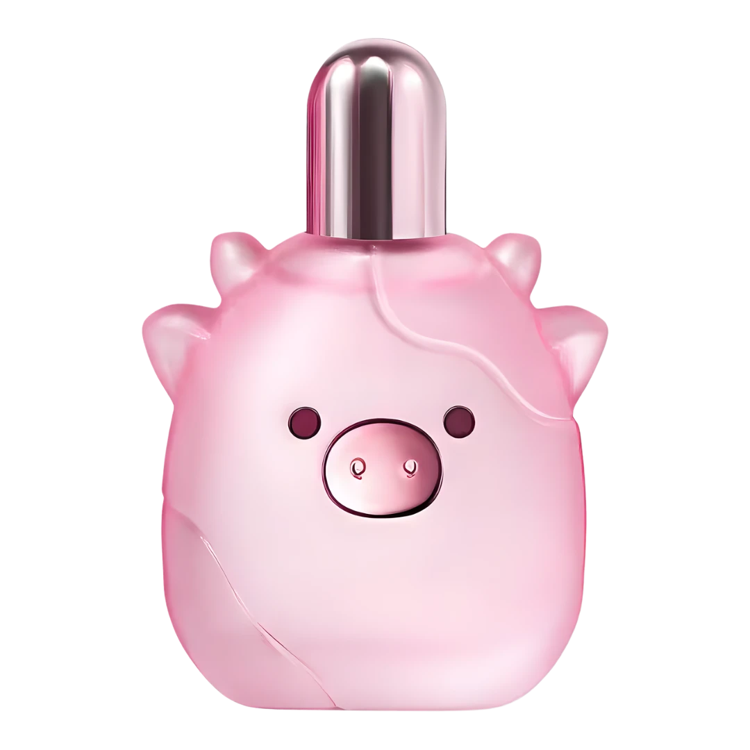My Next Fragrance Squishmallows Pink Possibilities 8mL travel spray perfume in a cute pink pig-shaped glass bottle.
