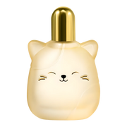 My Next Fragrance Squishmallows Whisked Away 8mL travel spray in a cute cat-shaped bottle with a gold cap.