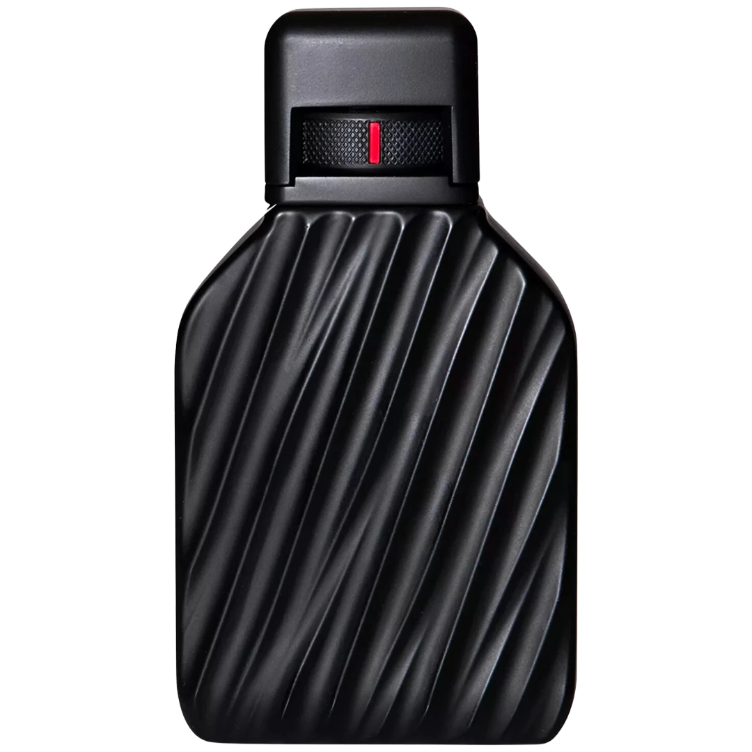 My Next Fragrance TUMI 19 Degree Extrait de Parfum 8mL travel spray bottle with signature black ribbed design