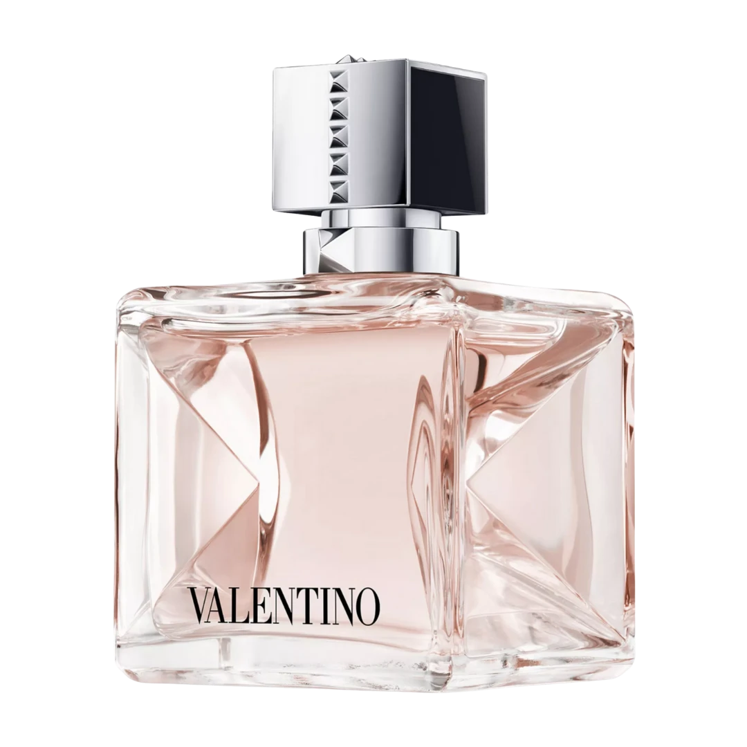 My Next Fragrance Valentino Valentina 2025 Eau de Parfum travel spray bottle with light pink liquid and silver cap.