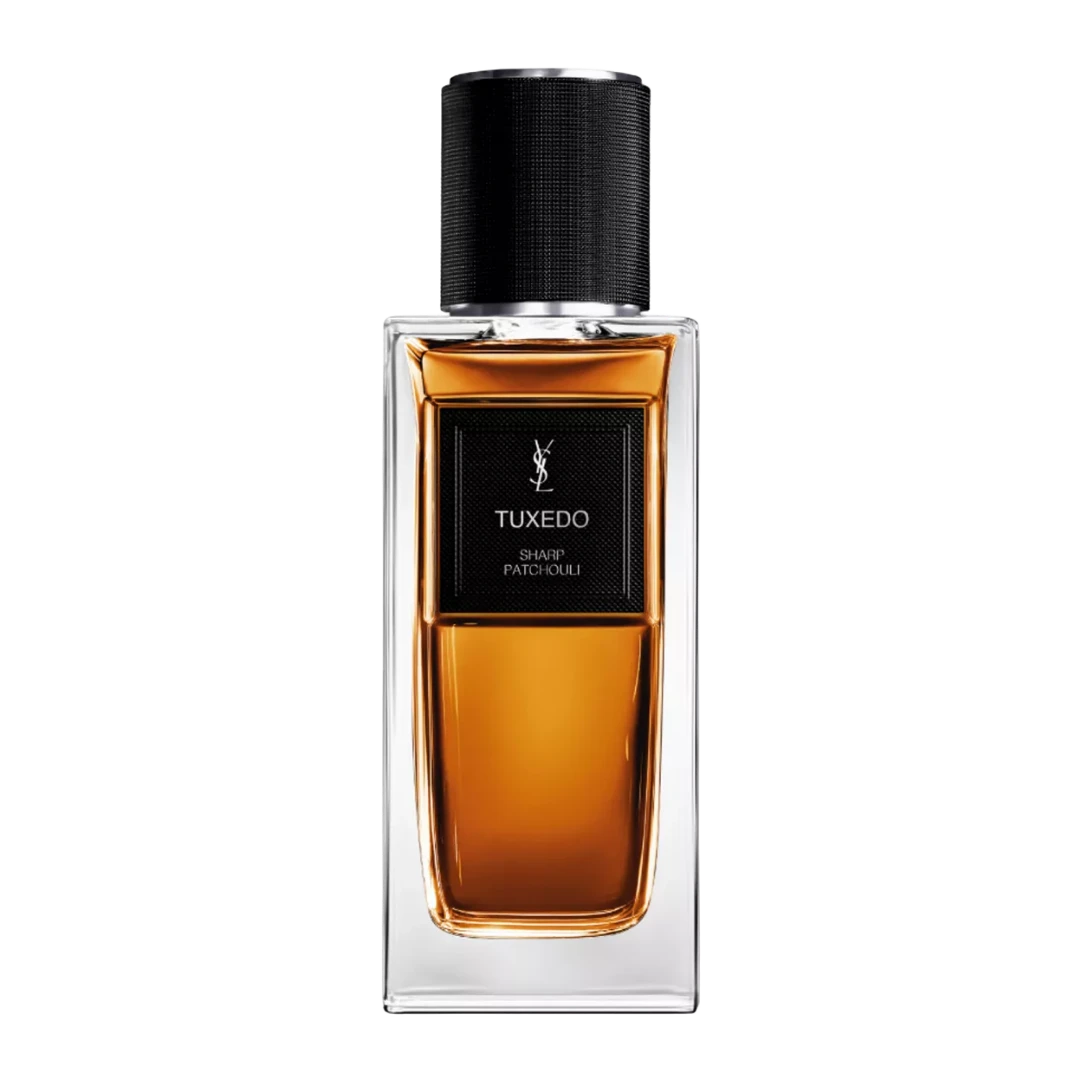 My Next Fragrance decanted Yves Saint Laurent Tuxedo Eau de Parfum travel spray with amber liquid in glass bottle