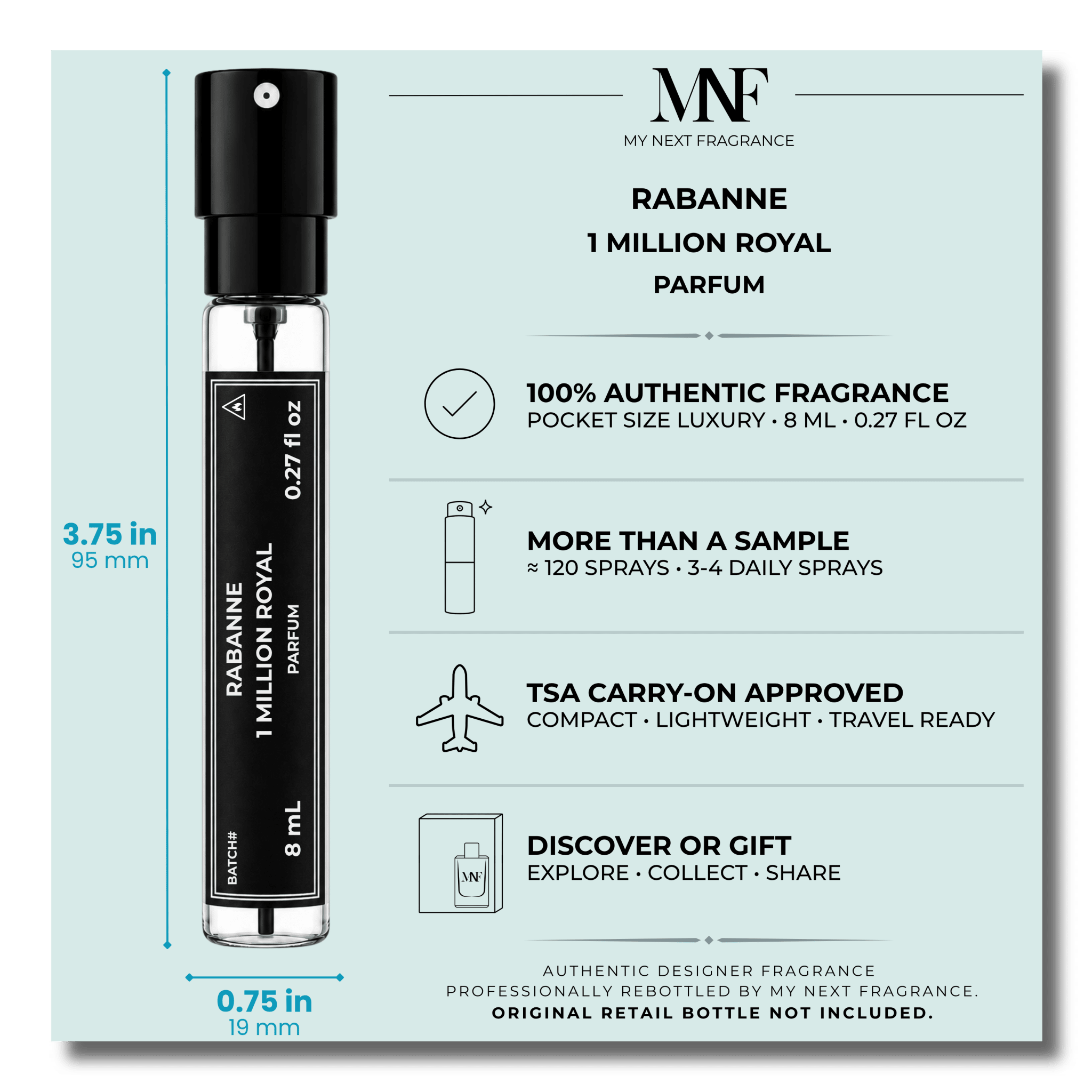 Rabanne | 1 Million Royal | Parfum | 8mL Travel Spray - Authentic Designer Fragrance | My Next Fragrance