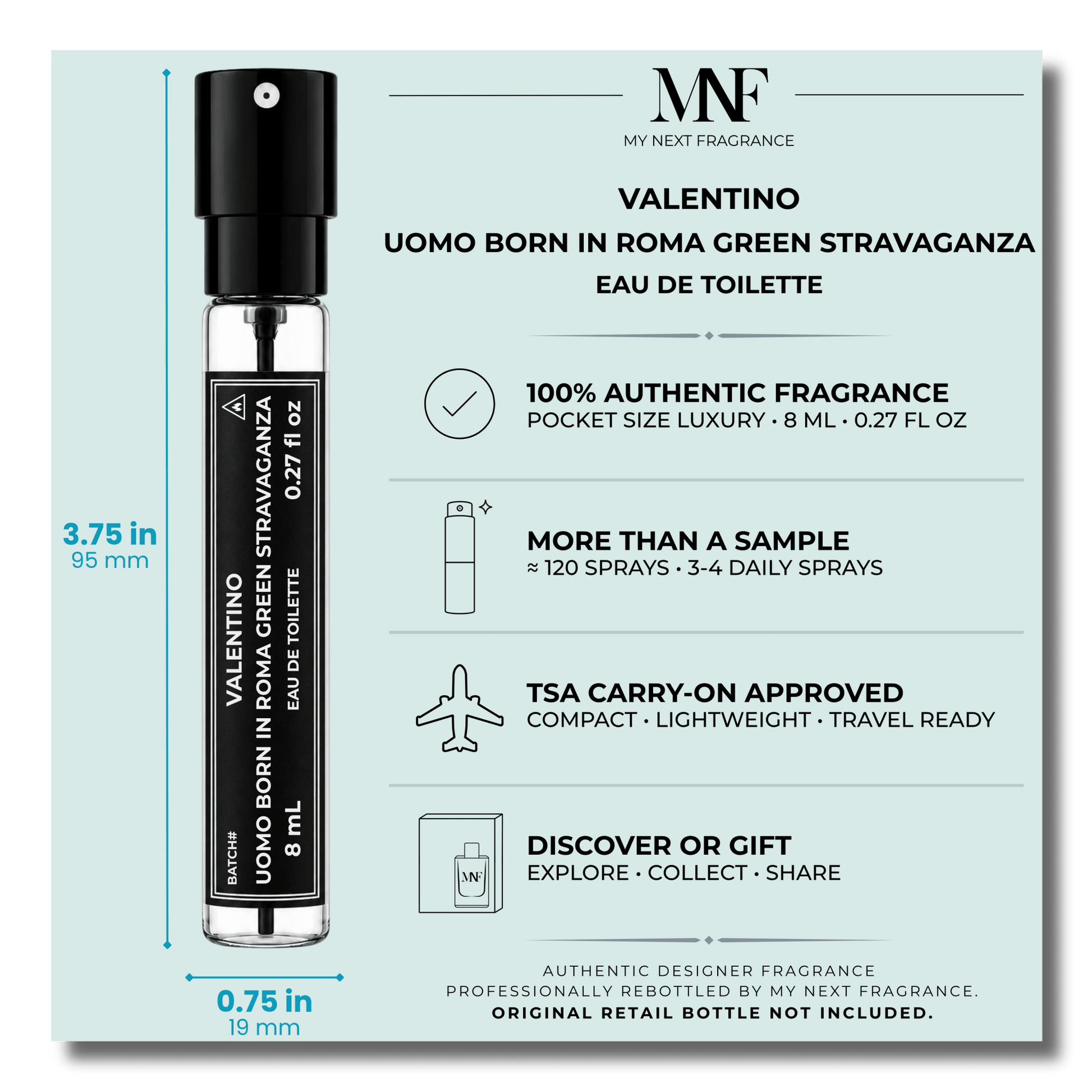 Valentino | Uomo Born in Roma Green Stravaganza | Eau de Toilette | 8mL Travel Spray - Authentic Designer Fragrance | My Next Fragrance