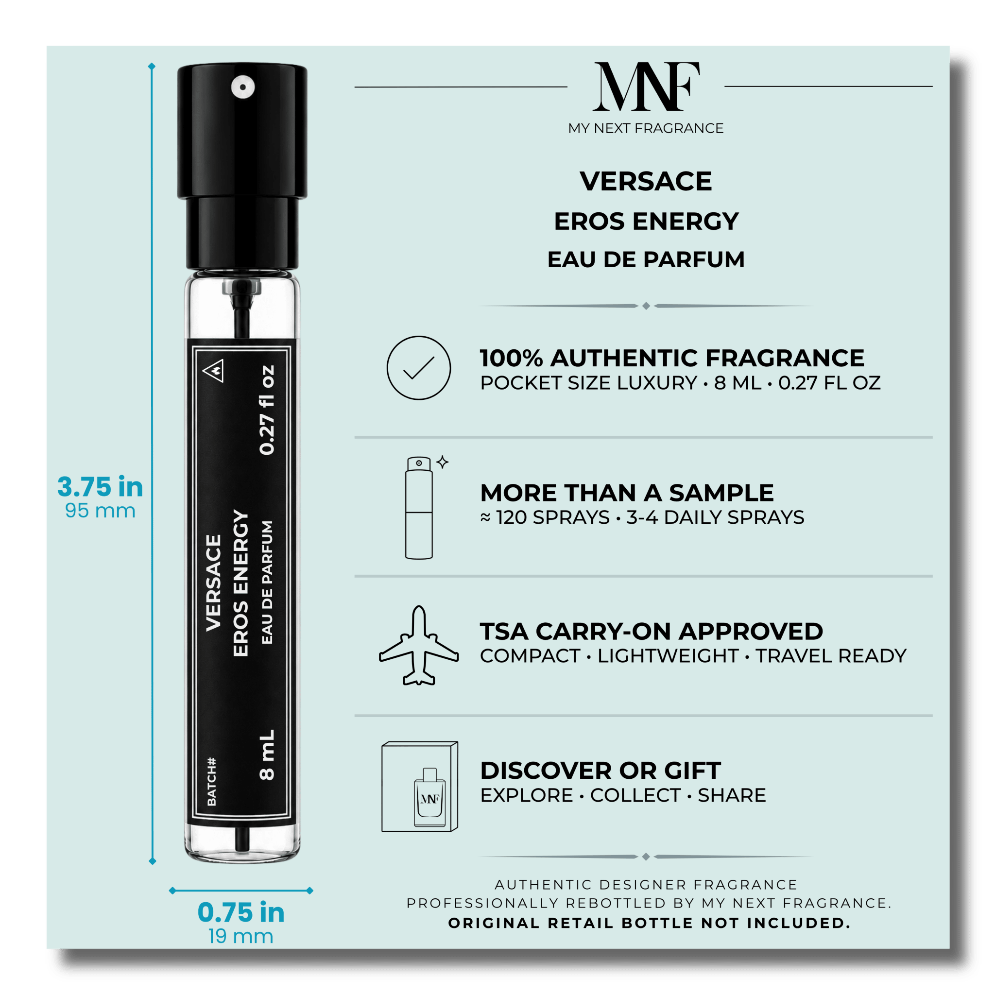 Versace | Eros Energy | Eau de Parfum | 8mL Travel Spray - Authentic Designer Fragrance | My Next Fragrance