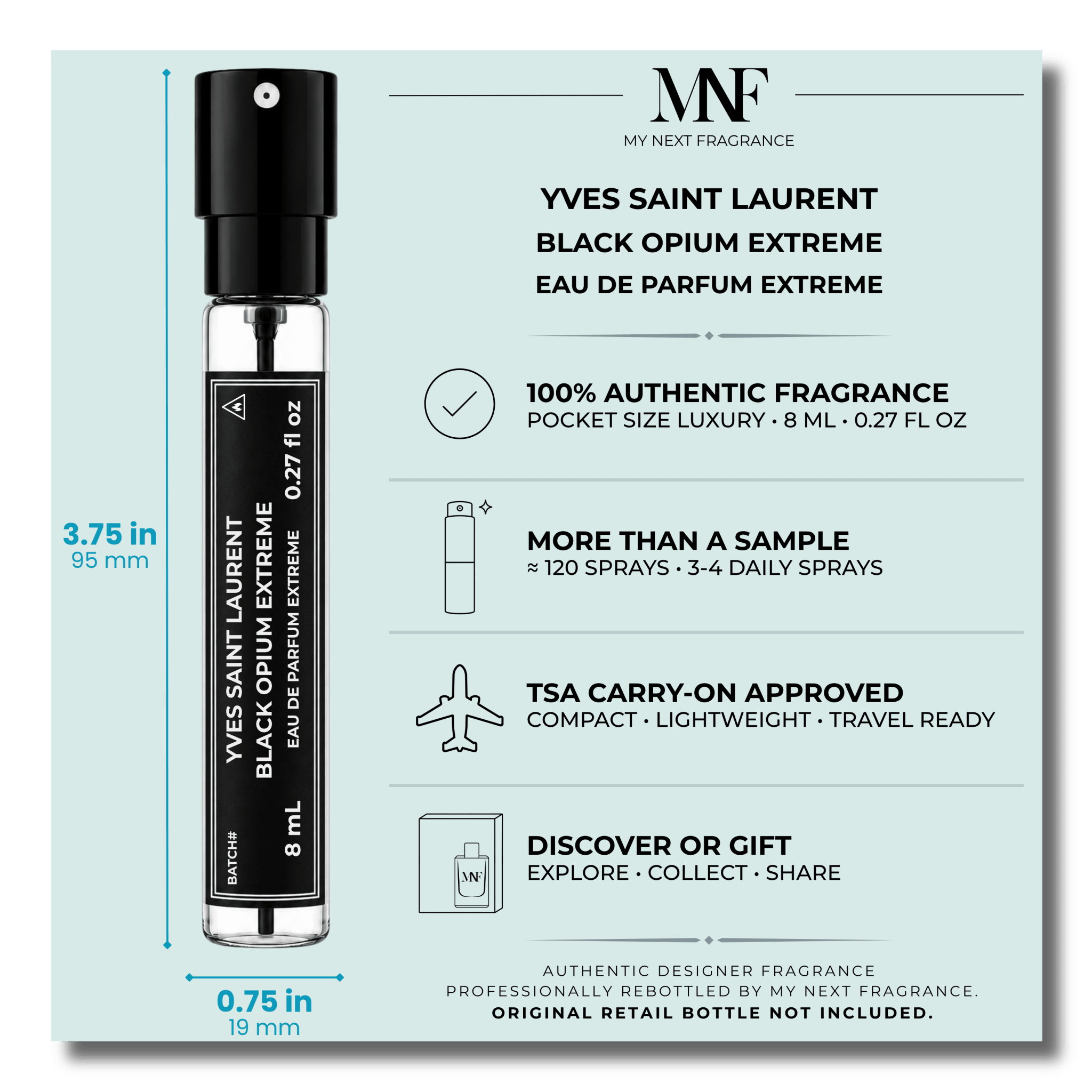 Yves Saint Laurent | Black Opium Extreme | Eau de Parfum Extreme | 8mL Travel Spray - Authentic Designer Fragrance | My Next Fragrance
