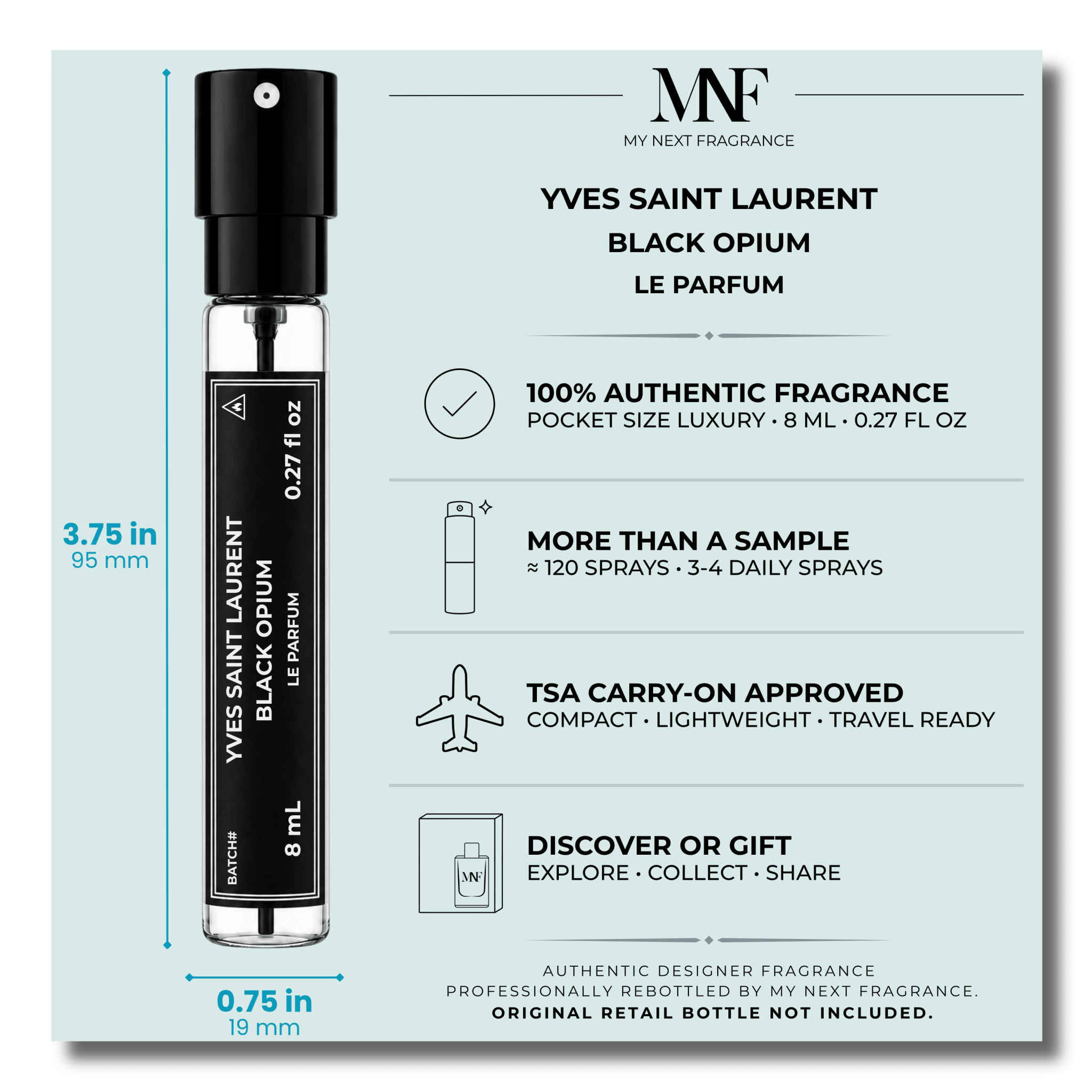 Yves Saint Laurent | Black Opium | Le Parfum | 8mL Travel Spray - Authentic Designer Fragrance | My Next Fragrance