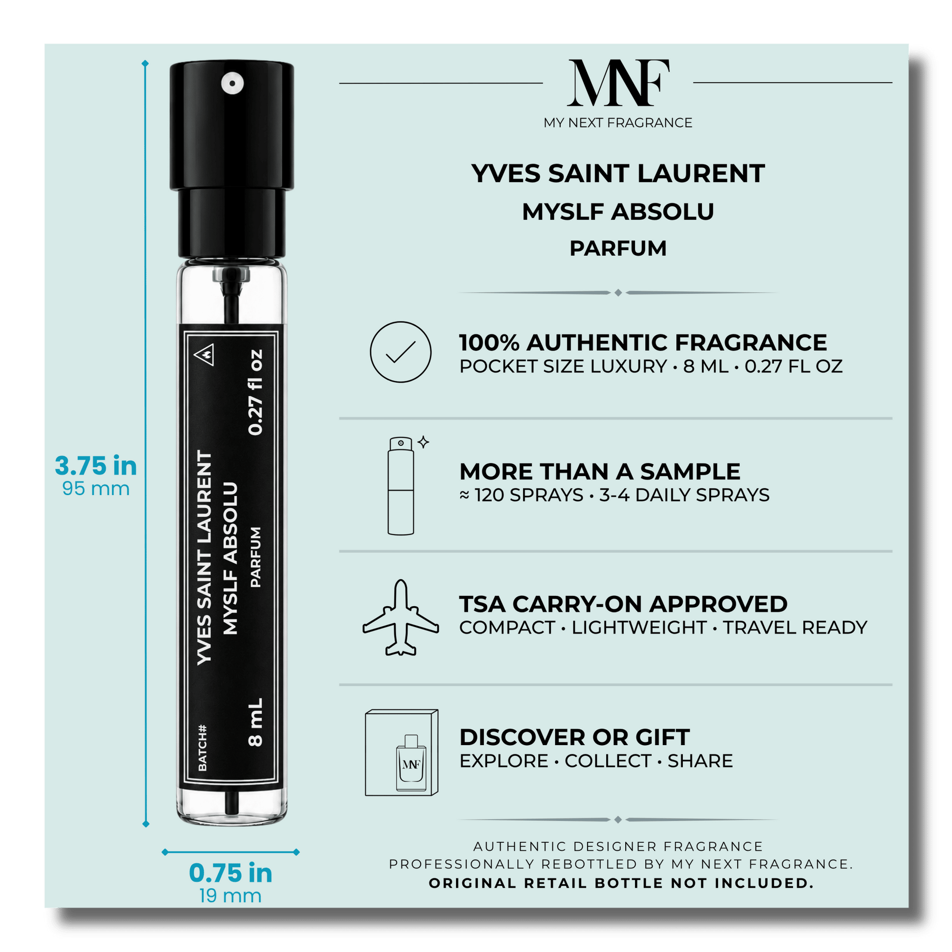 Yves Saint Laurent | MYSLF ABSOLU | Parfum | 8mL Travel Spray - Authentic Designer Fragrance | My Next Fragrance