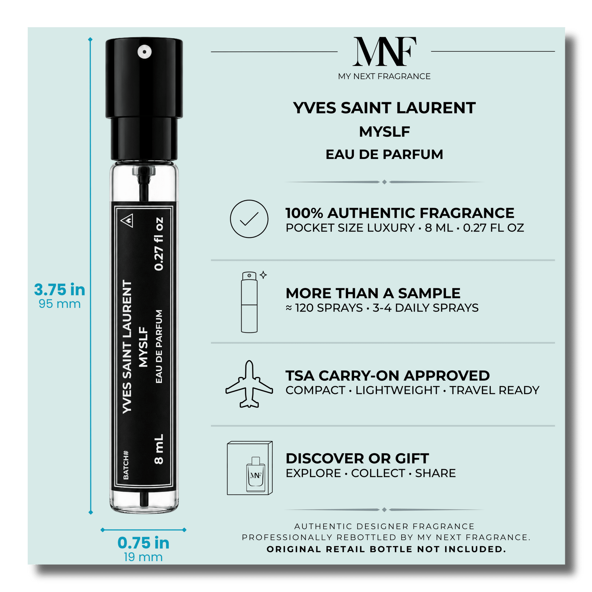 Yves Saint Laurent | MYSLF | Eau de Parfum | 8mL Travel Spray - Authentic Designer Fragrance | My Next Fragrance