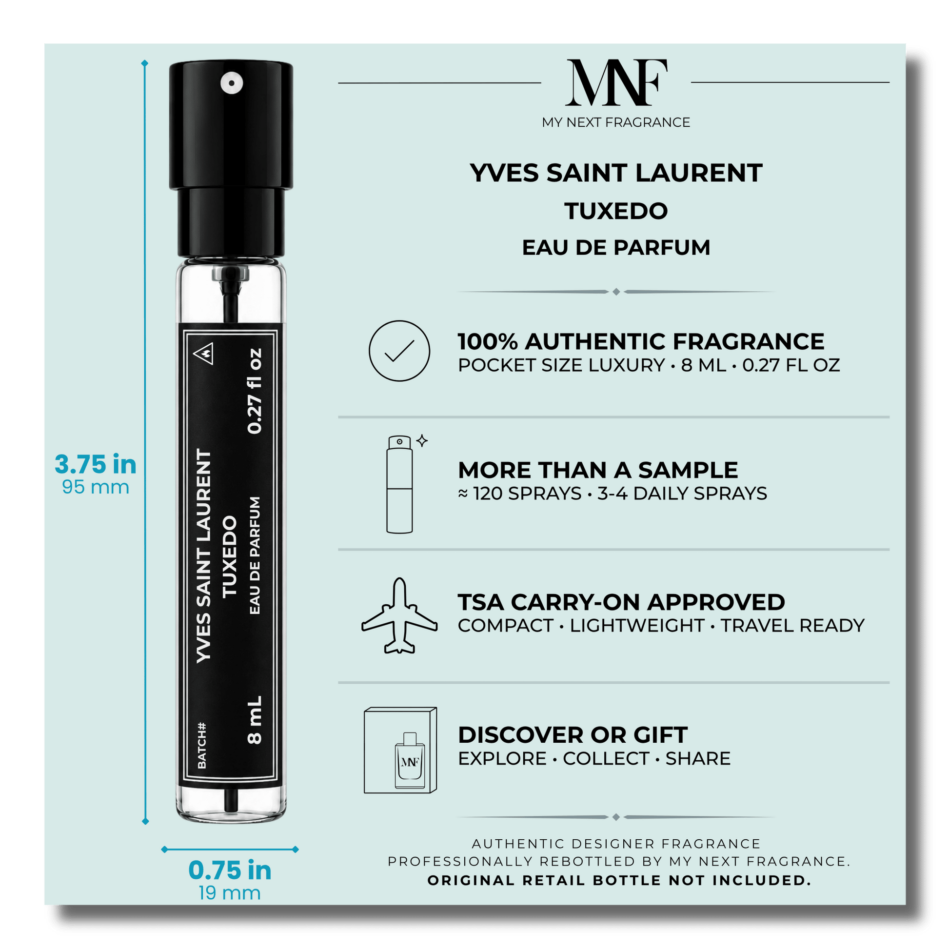 Yves Saint Laurent | TUXEDO | Eau de Parfum | 8mL Travel Spray - Authentic Designer Fragrance | My Next Fragrance