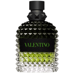 Retail Uomo Born in Roma Green Stravaganza bottle shown as a retail-price reference.