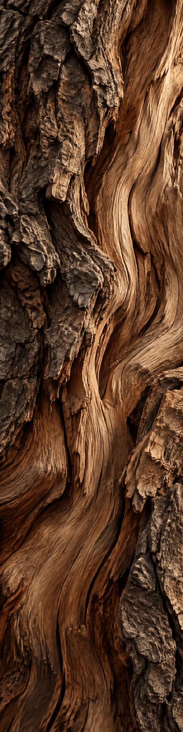 Close-up natural wood grain and textured bark
